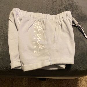 Pink Victoria’s Secret logo boyfriend lounge shorts